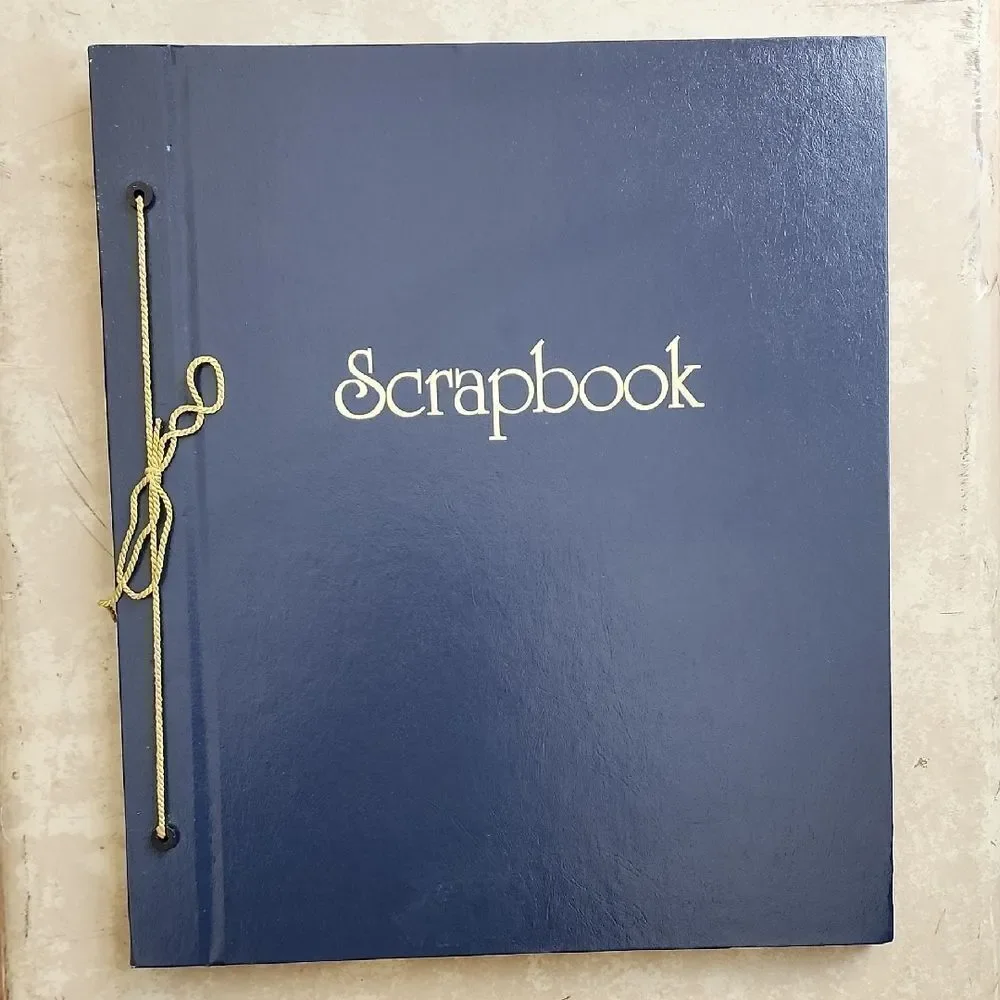 1960's NWOT Large Hardcover Scrapbook with Gold Cord Tie Binding